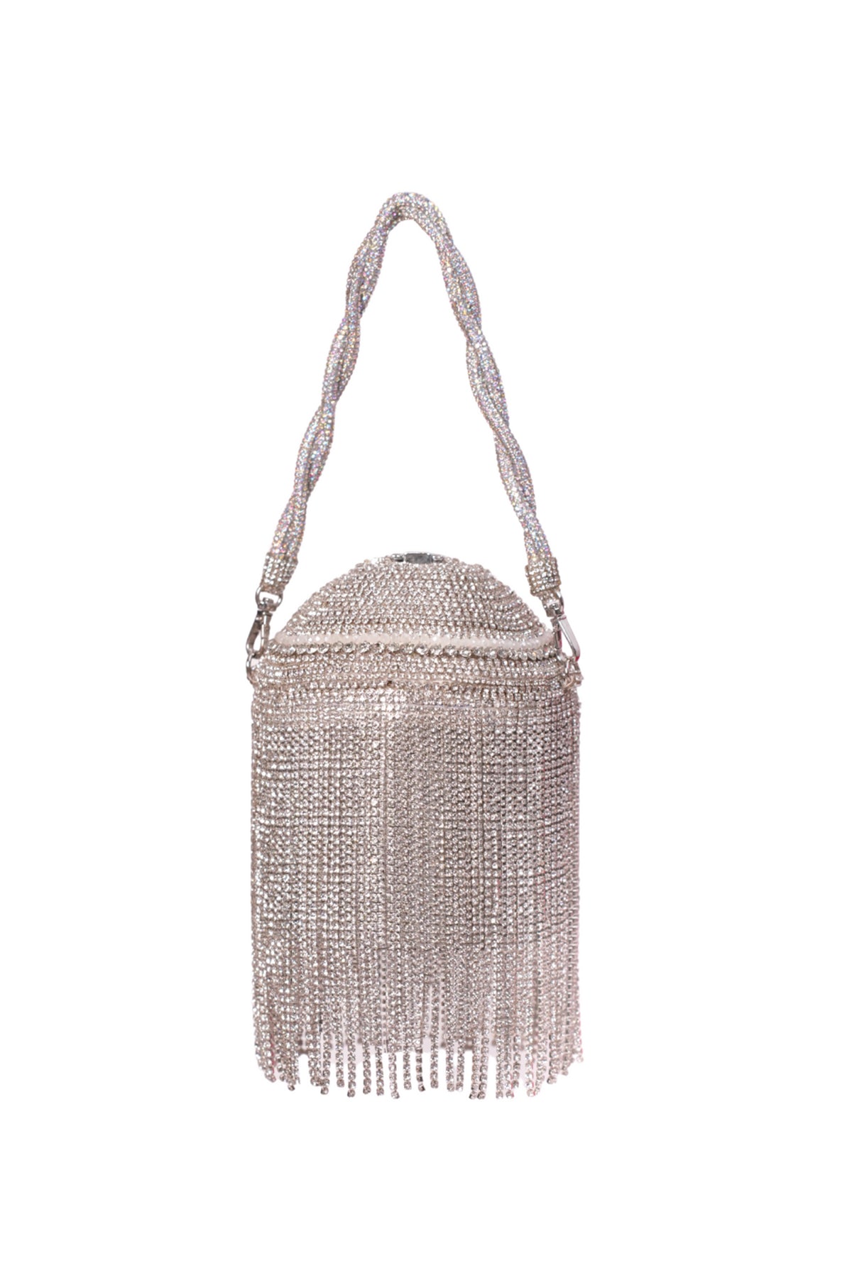 Glitz Silver Rhinstone Georgette Bucket Bag