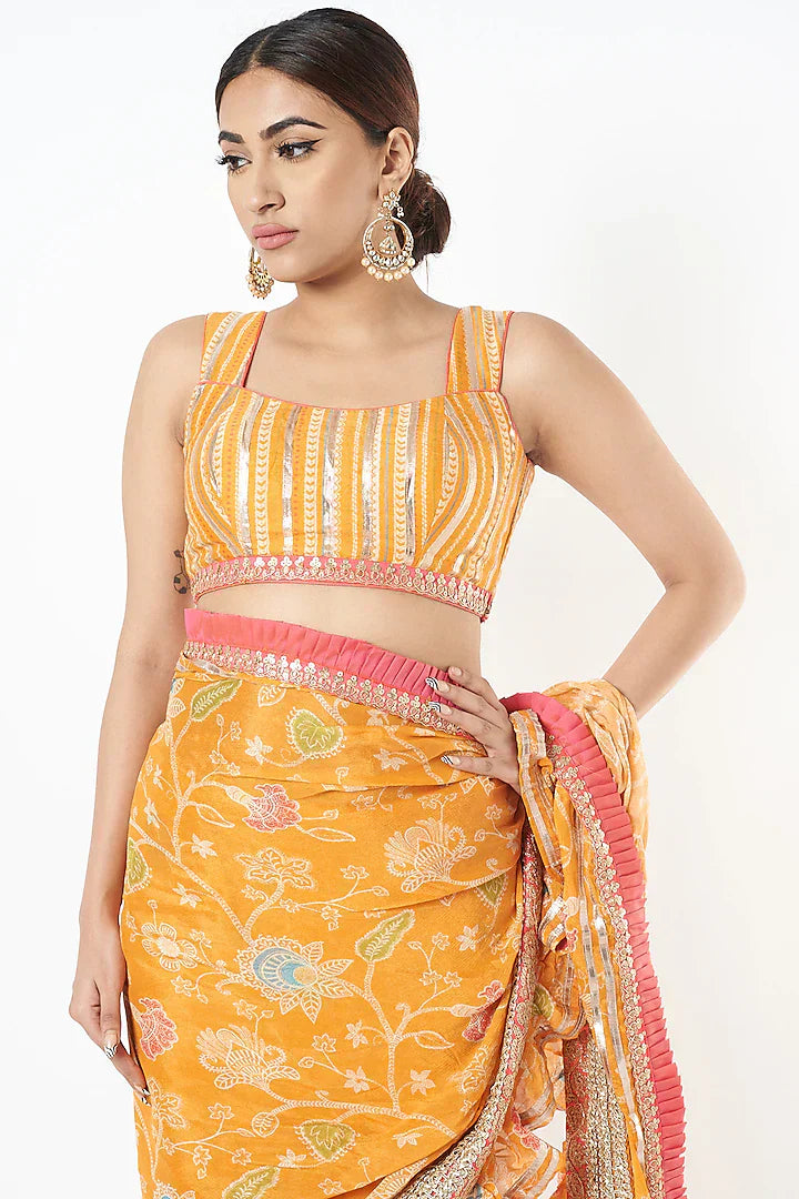 Marigold Garden Ruffle Saree