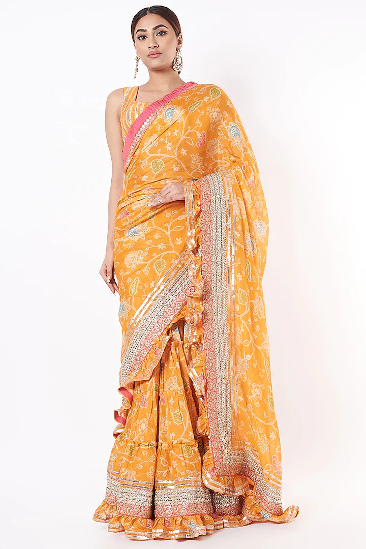 Marigold Garden Ruffle Saree