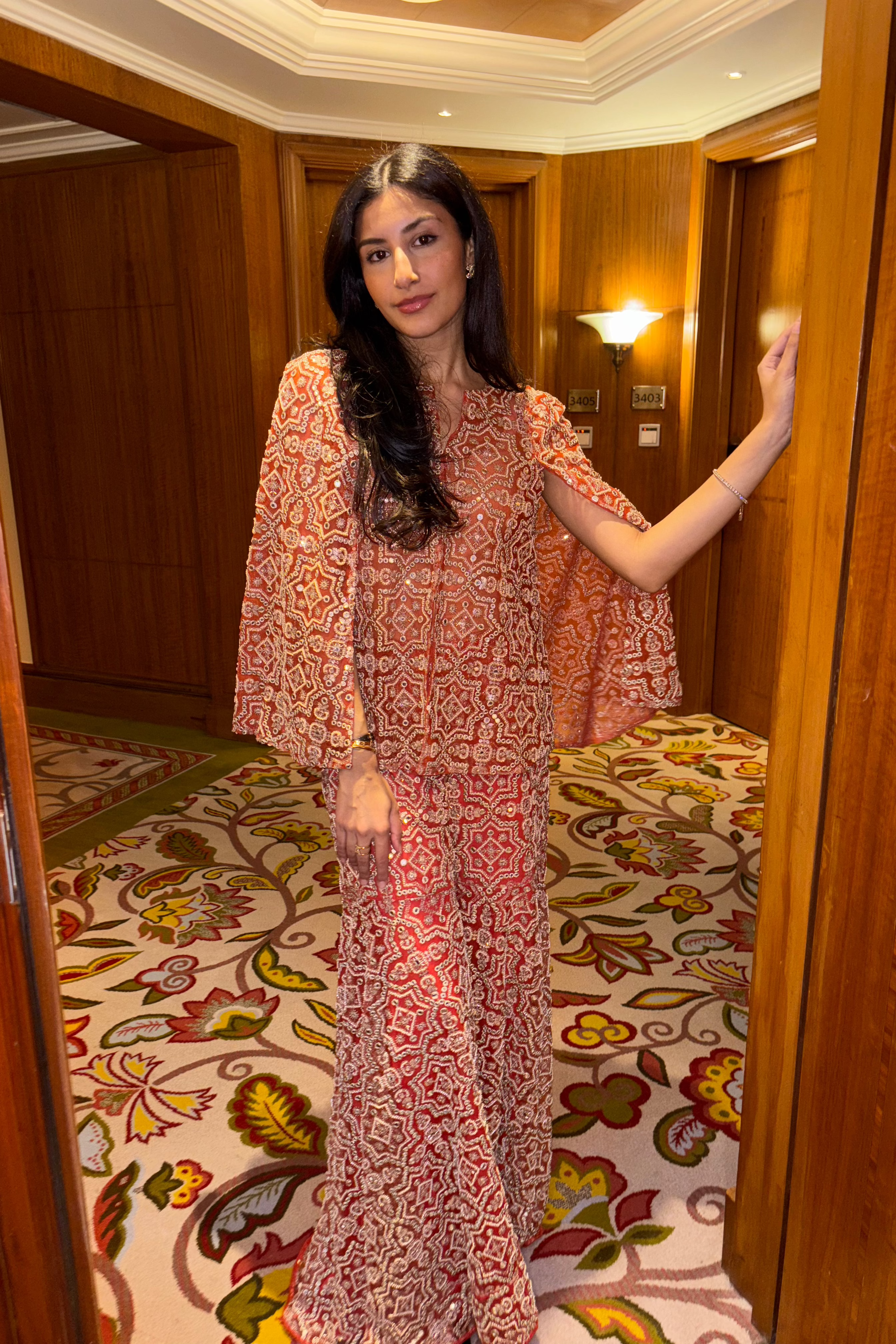 Afshaan in our Cape and Pants Set