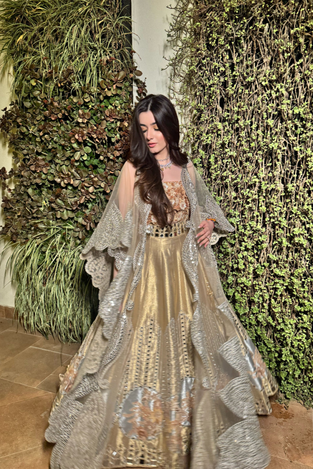 Mahima in our Banarasi Brocade Lehenga set with Net Cape