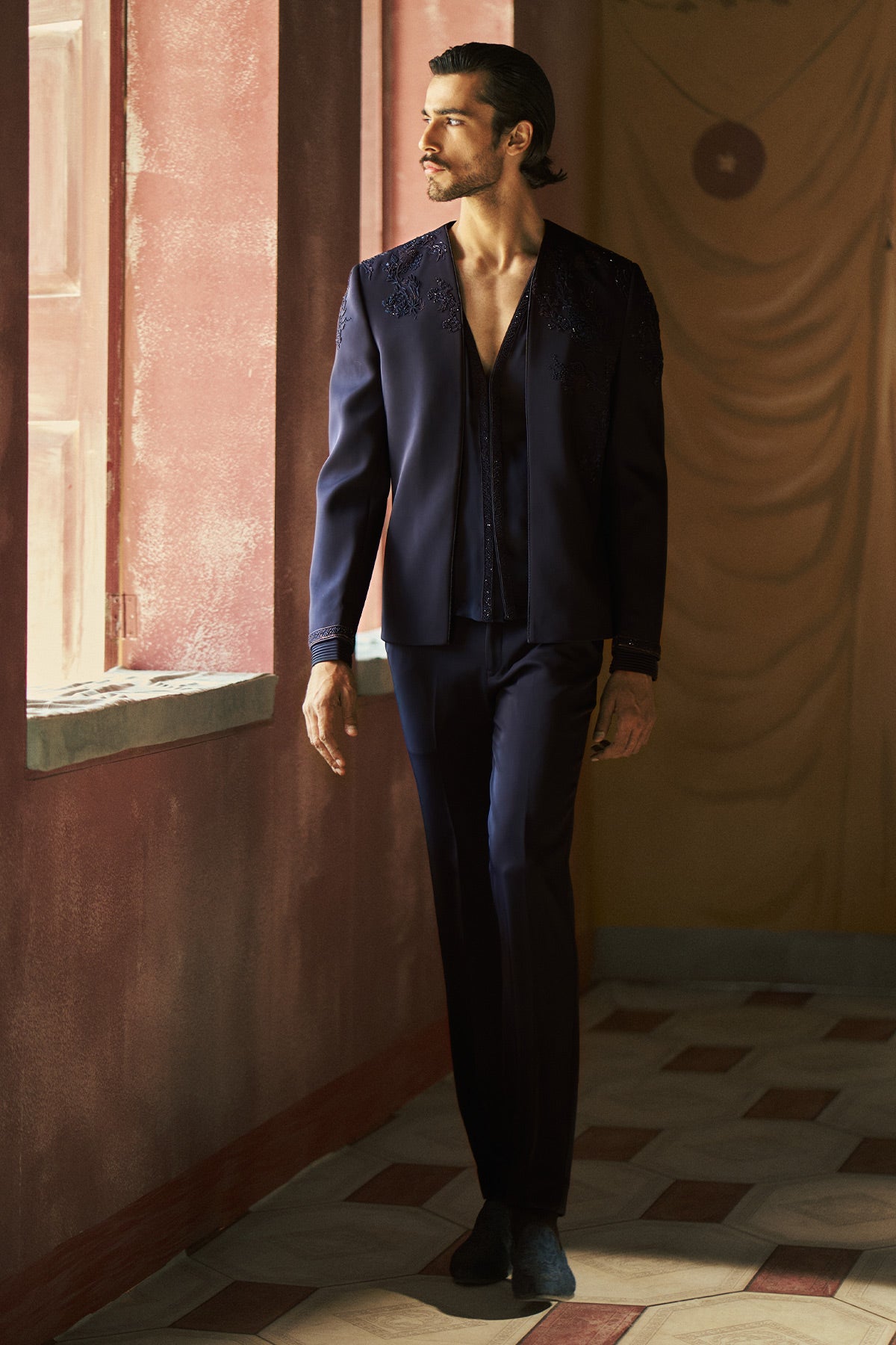 Neelvar Short open Jacket, Shirt and Pant Set