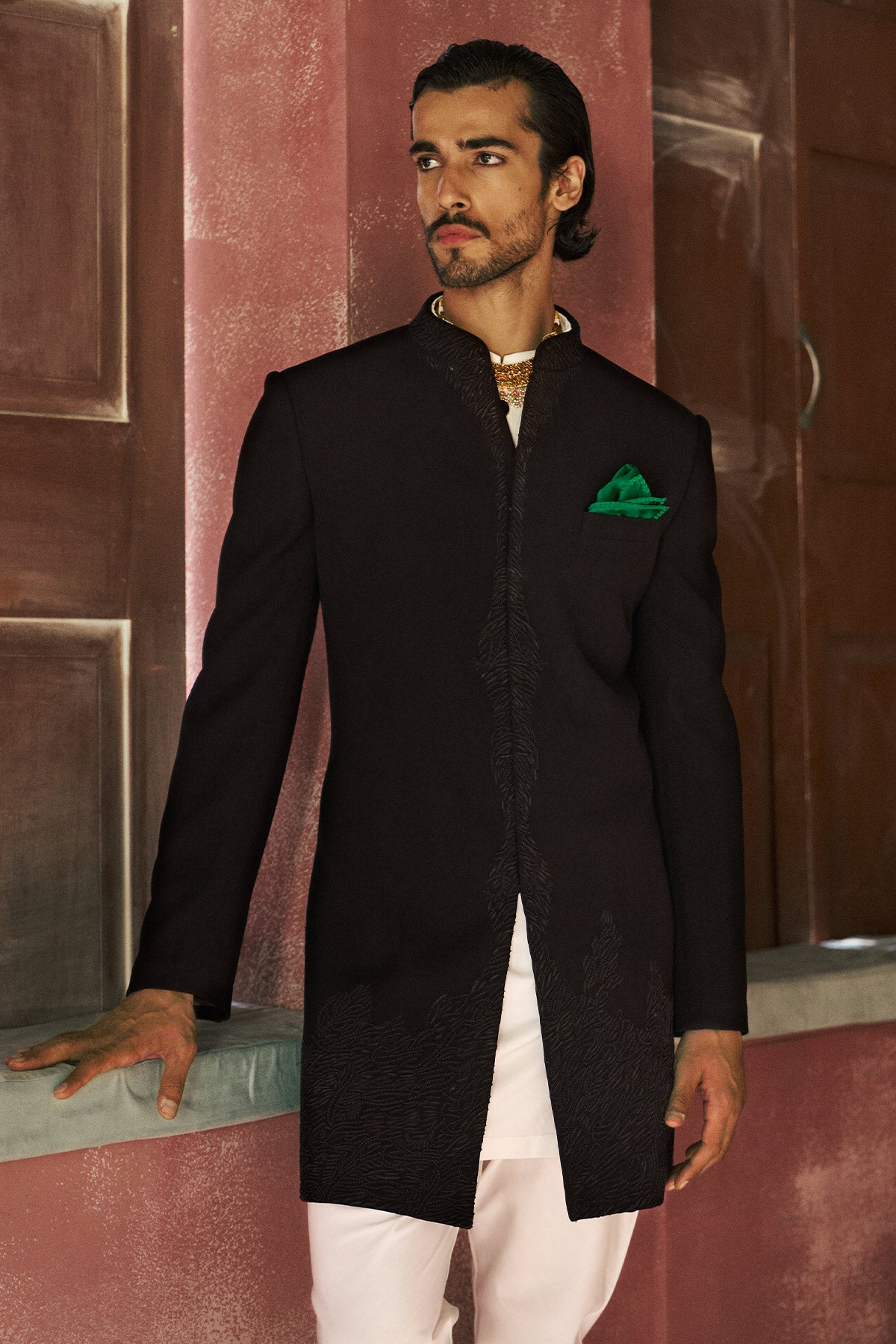 Neroir Nawabi achkan with churidaar