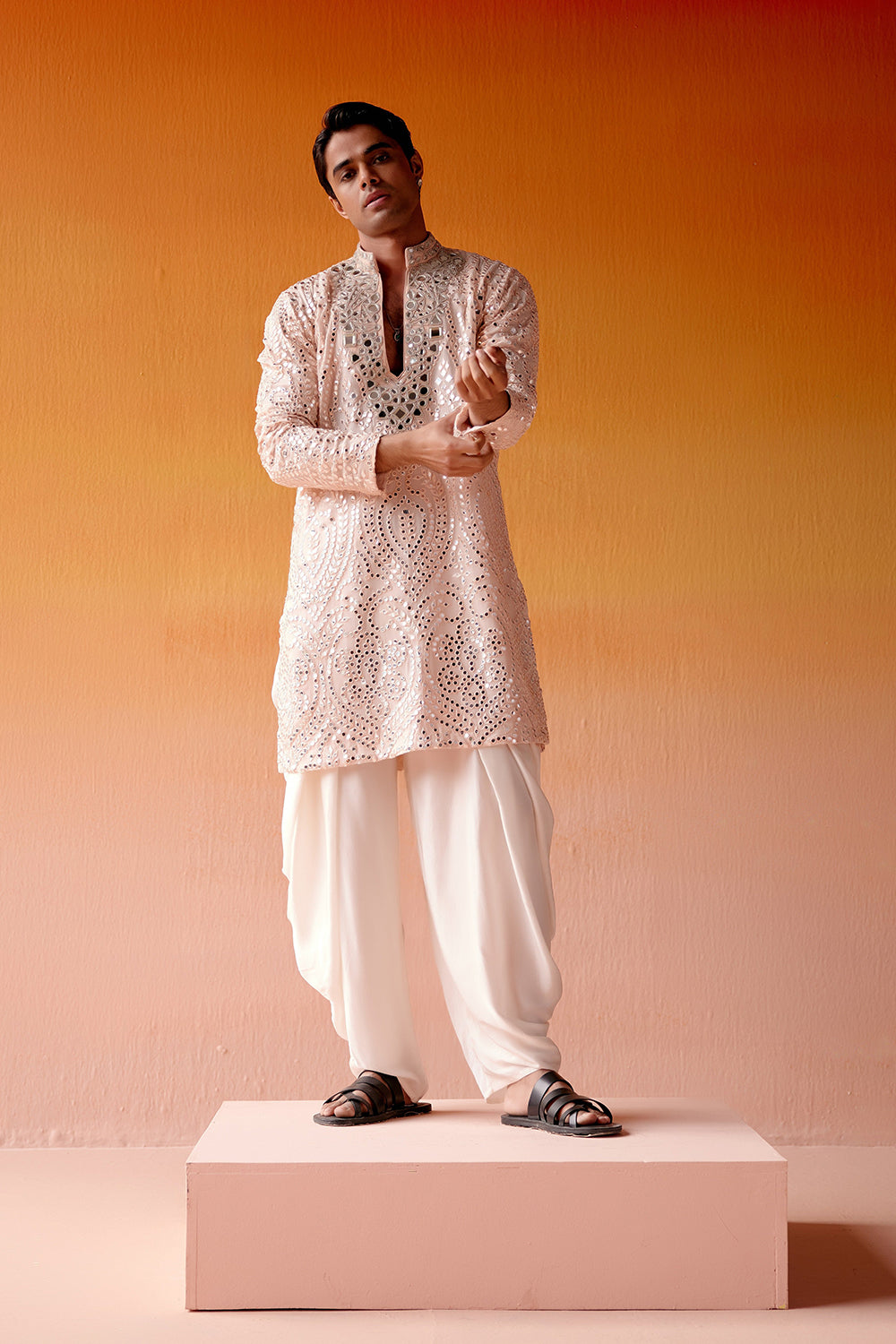 AFGHANI MIRRORWORK KURTA WITH SALWAR