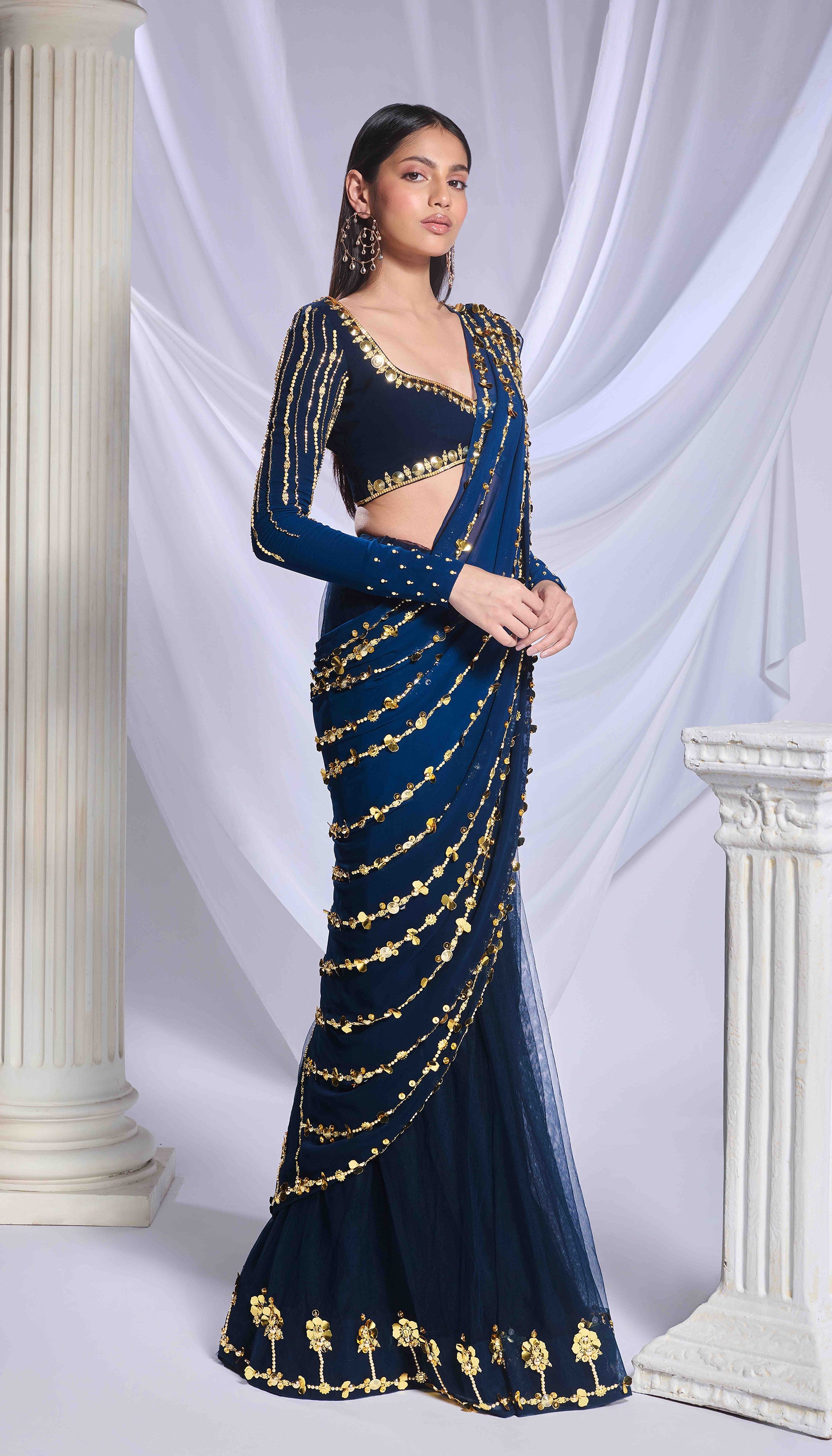 Midnight Marina saree set - Ready to Ship