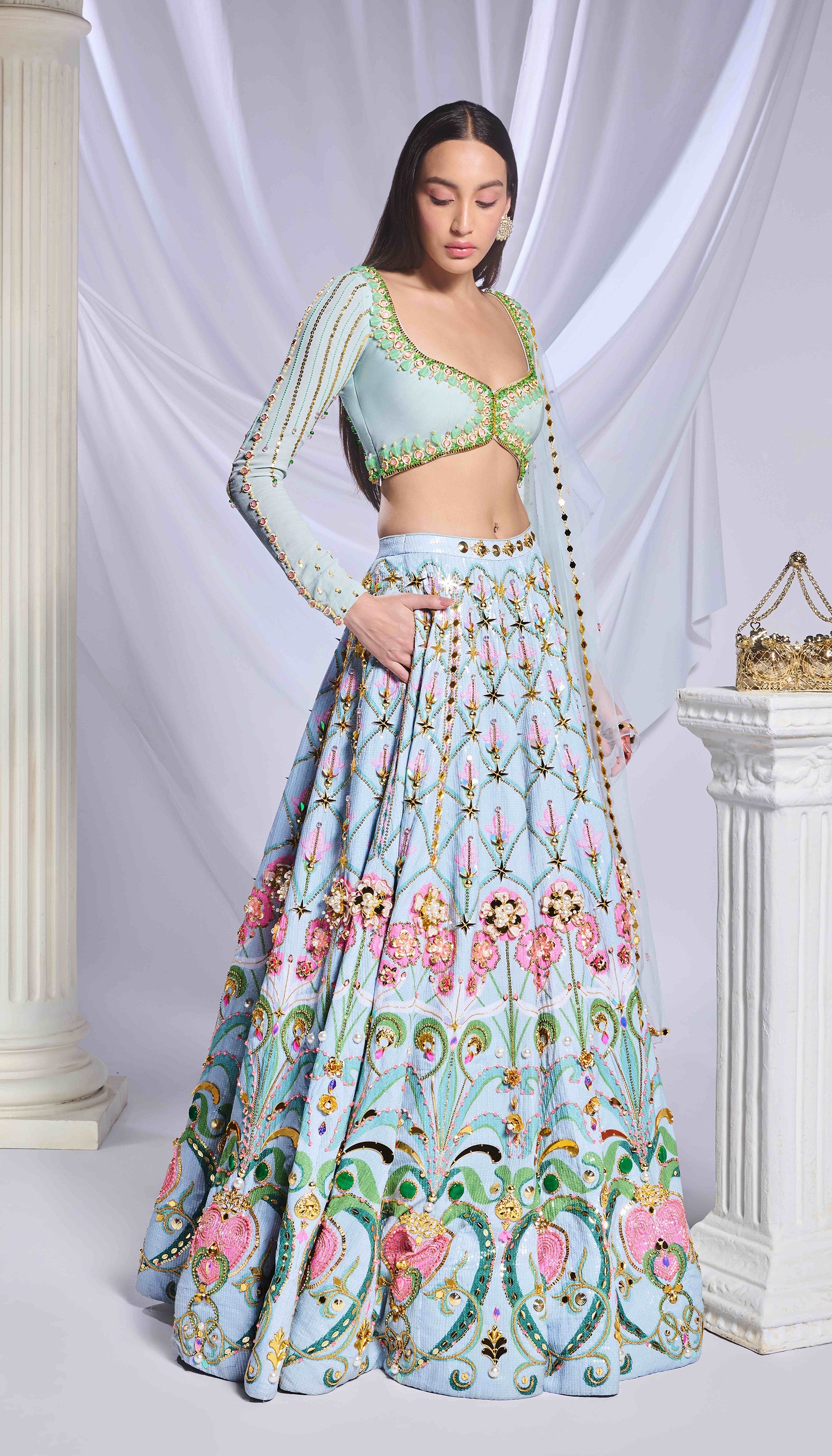 Mint Mystique Lehenga Set - Ready to Ship