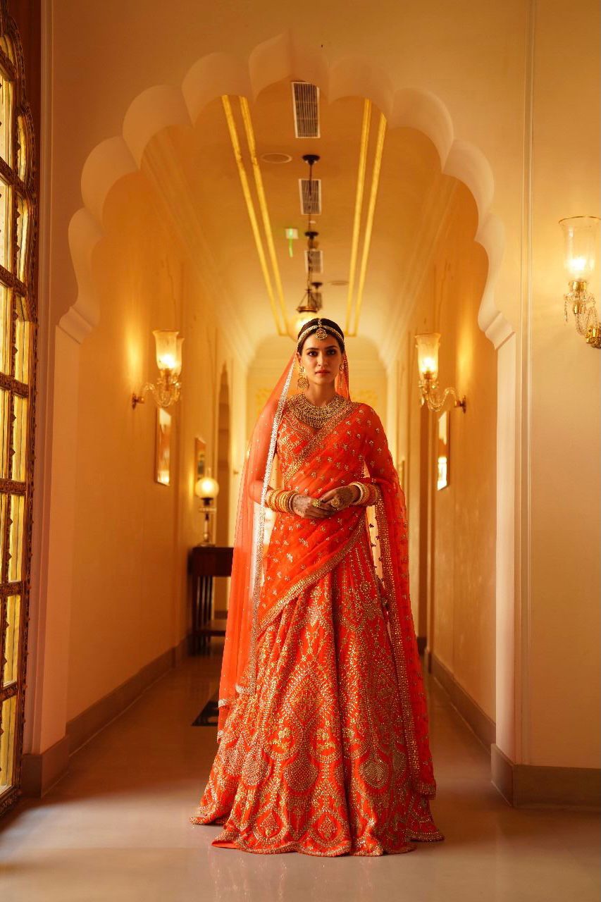 Kriti Sanon In Burnt Orange Gota Patti Lehenga Set