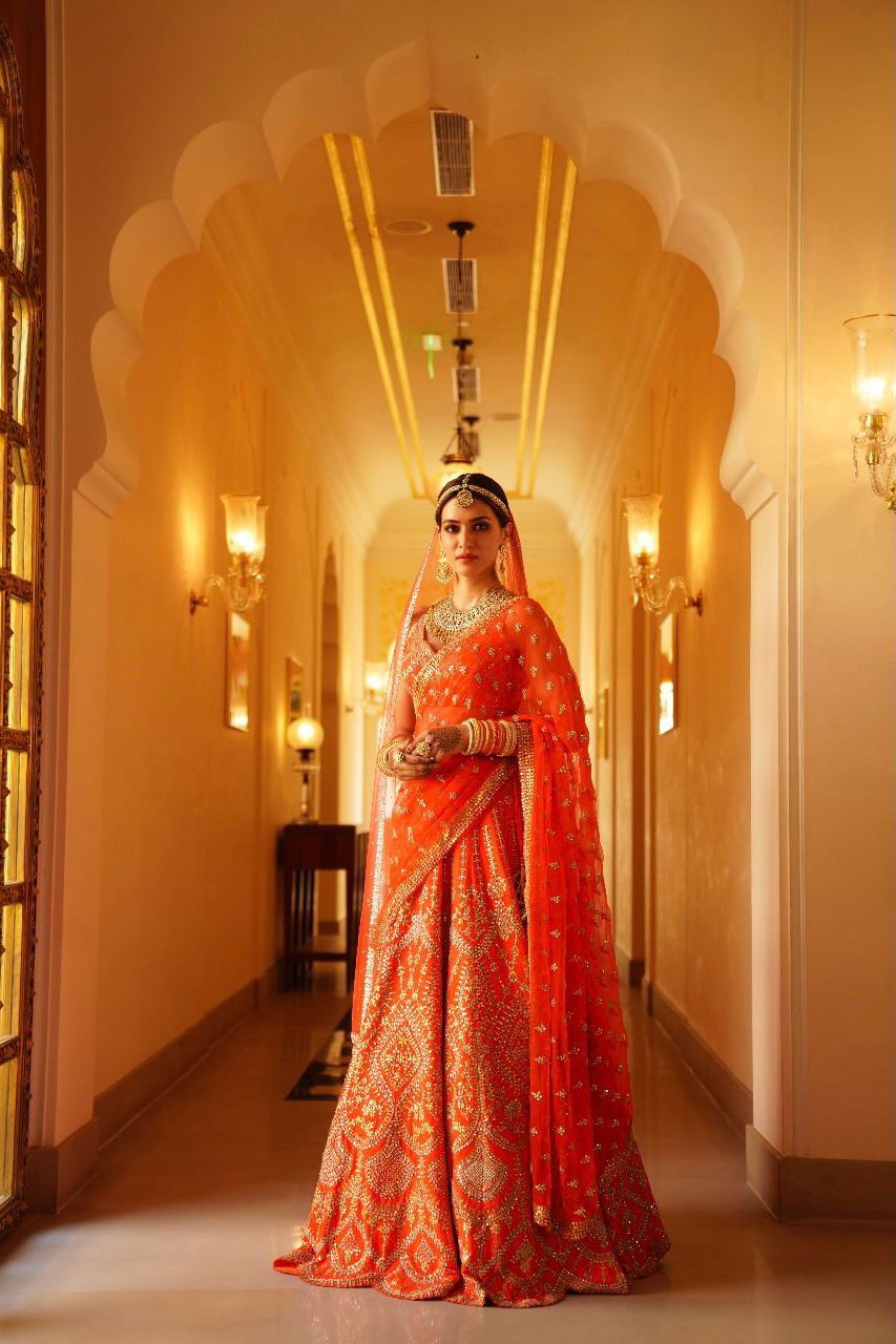 Kriti Sanon In Burnt Orange Gota Patti Lehenga Set