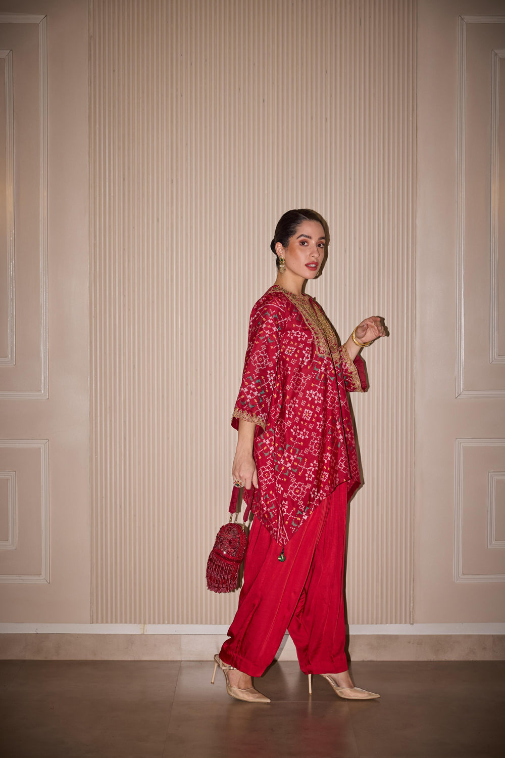 Ayushi in our Short A line Patola Top With Salwar Pants
