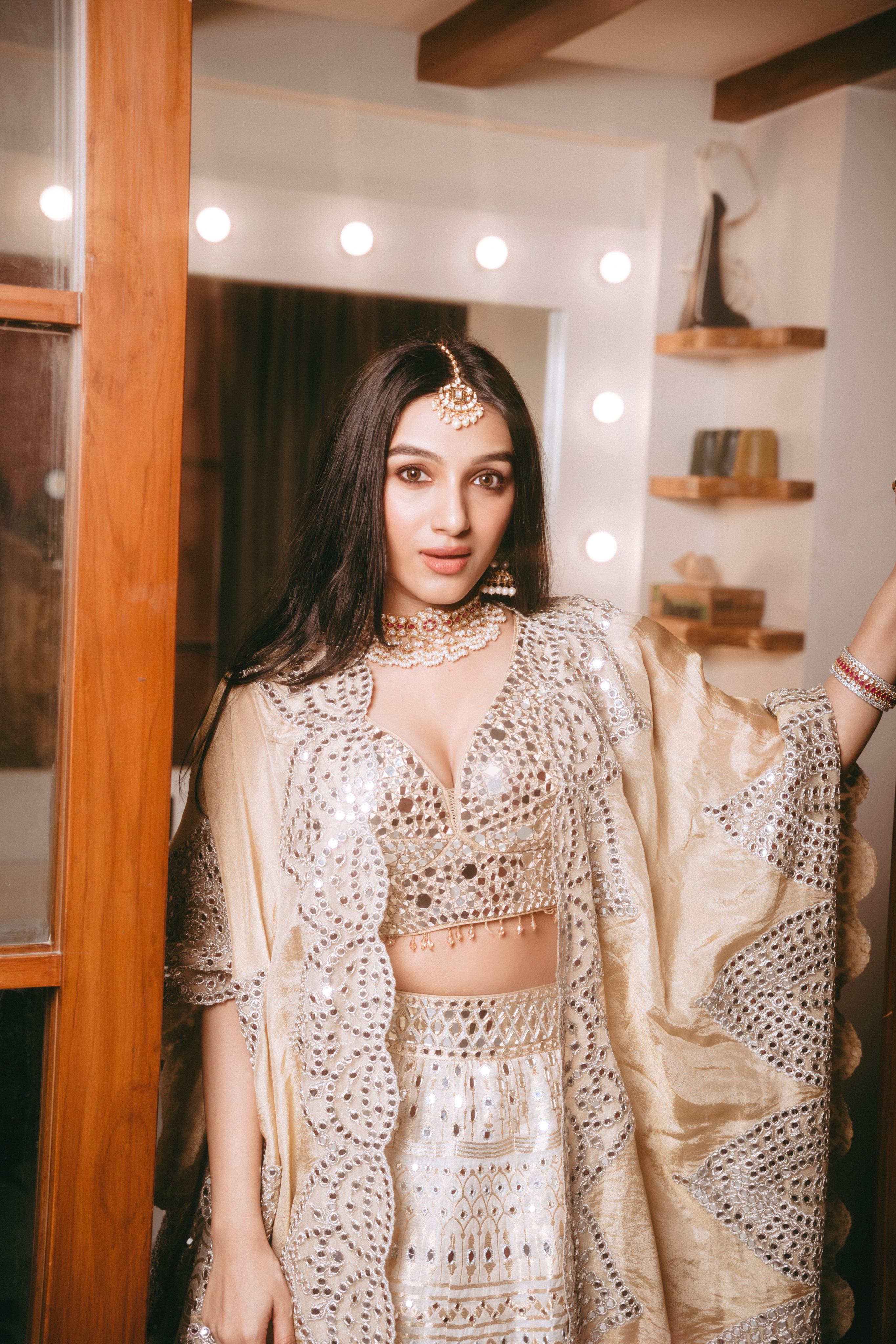 Tanisha Santoshi in our Banarasi Brocade Lehenga set with Cape