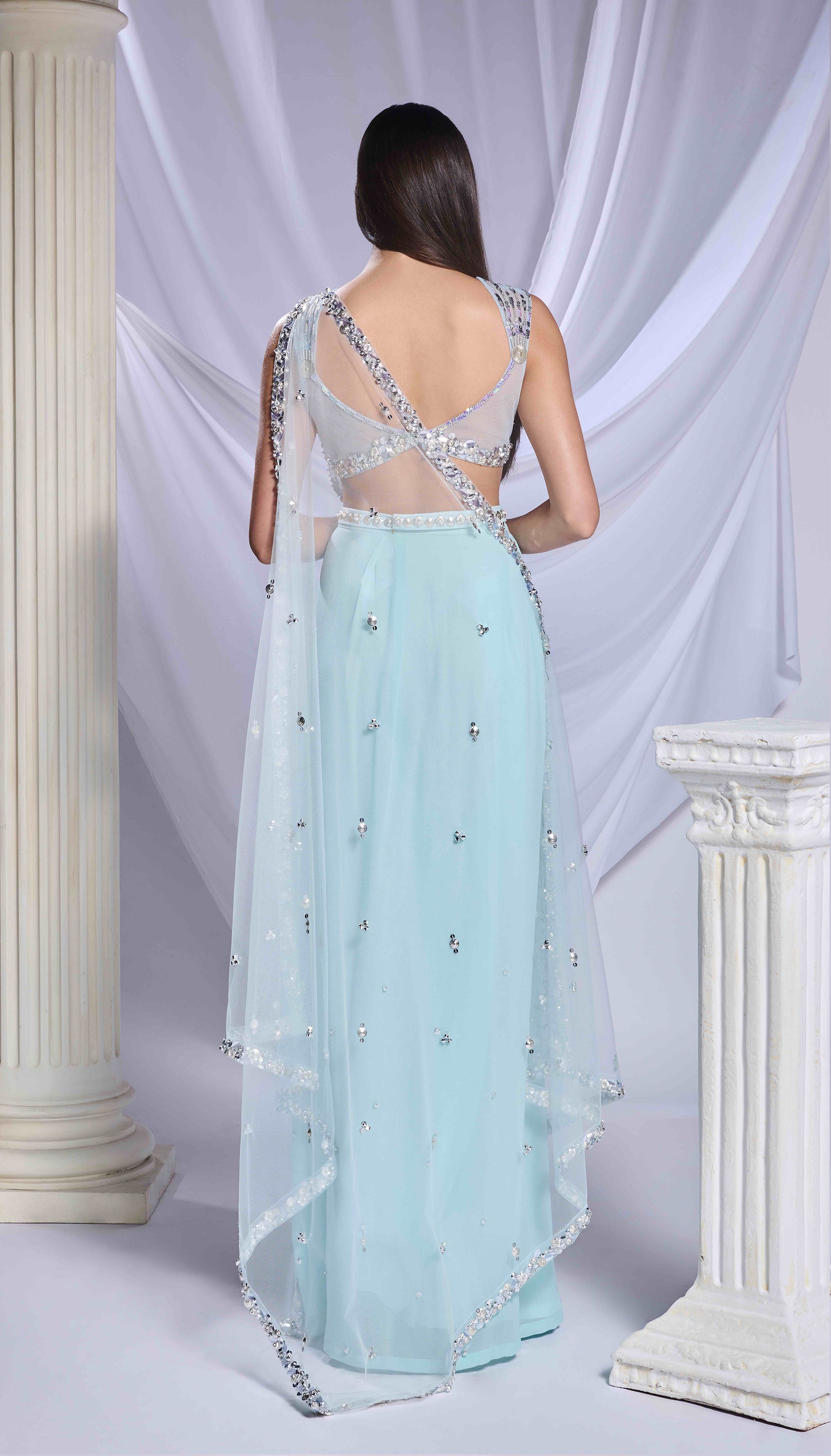 Royal Aqua saree set