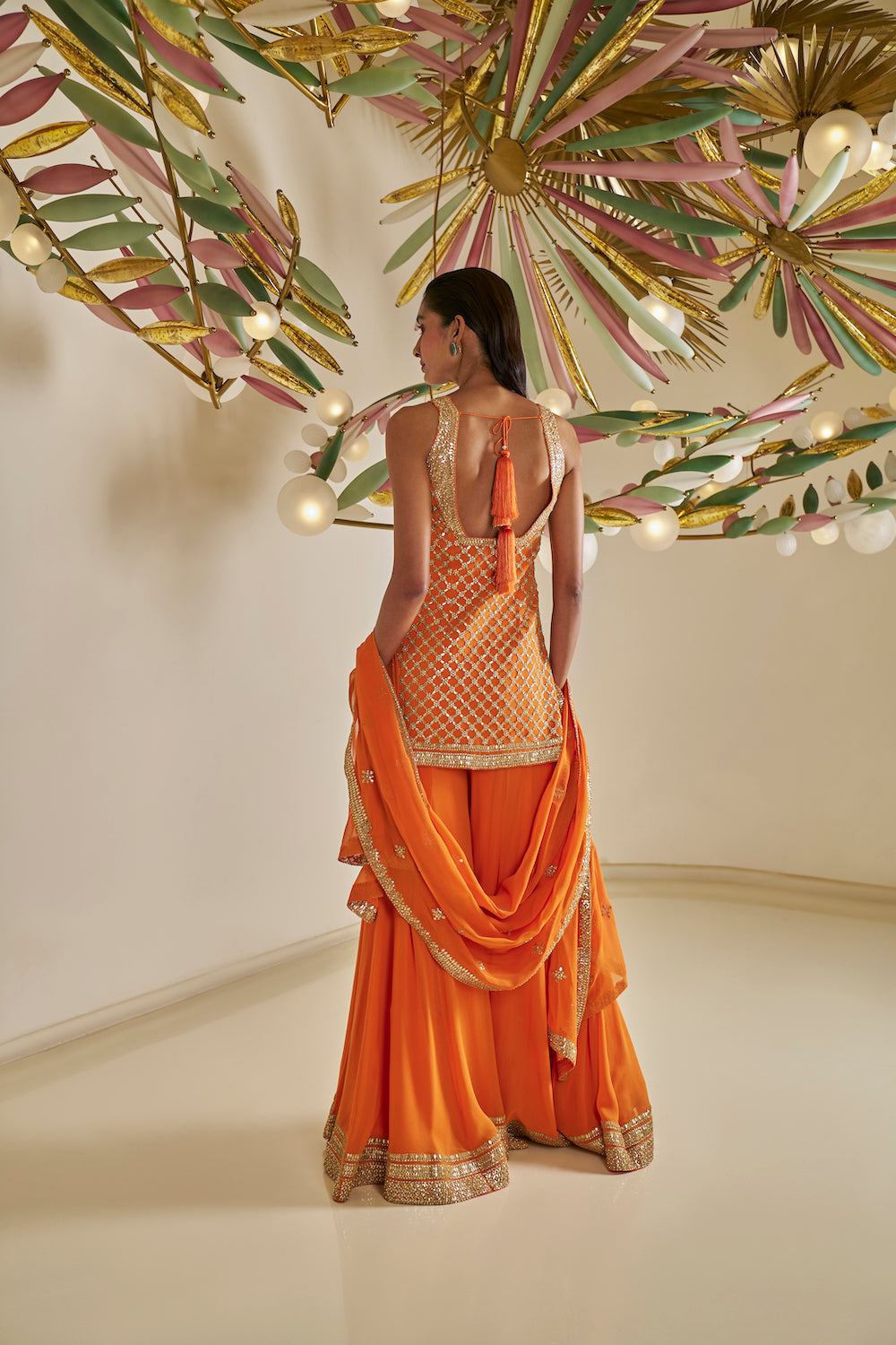 Orange Gota Patti Sharara Set