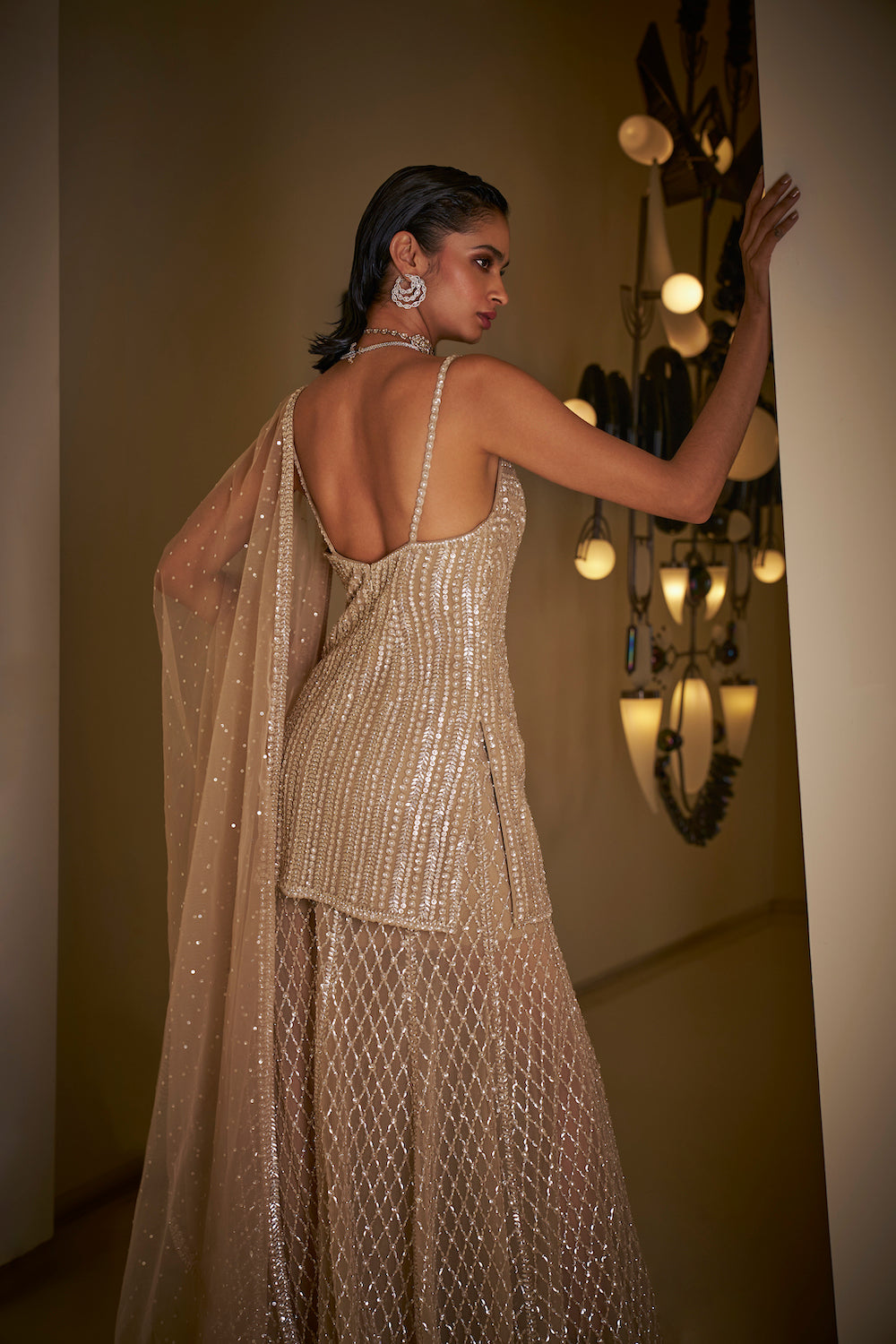 Champagne Sequin Sharara Set