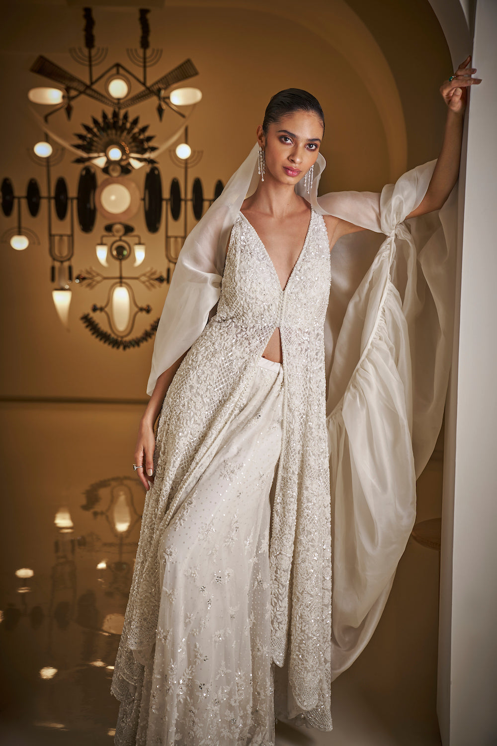 White Sequin Sharara Set