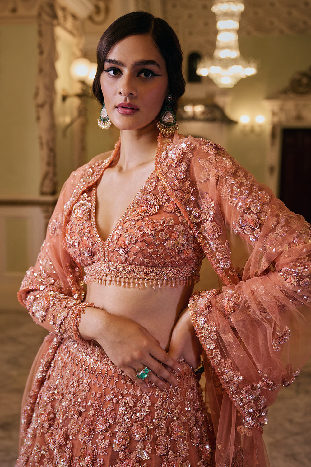 Copper Sequin Lehenga Set