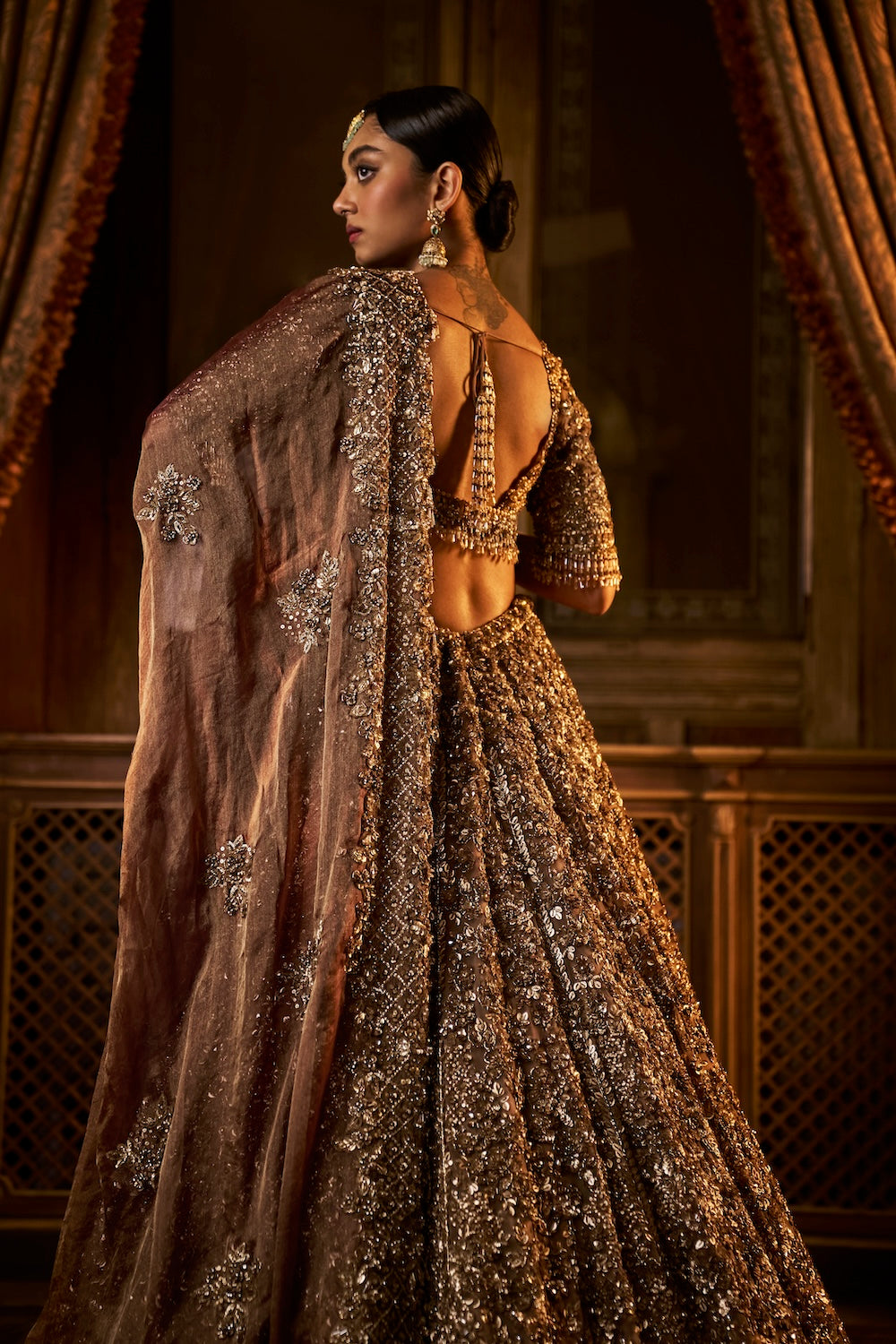 Bronze Tissue Lehenga Set