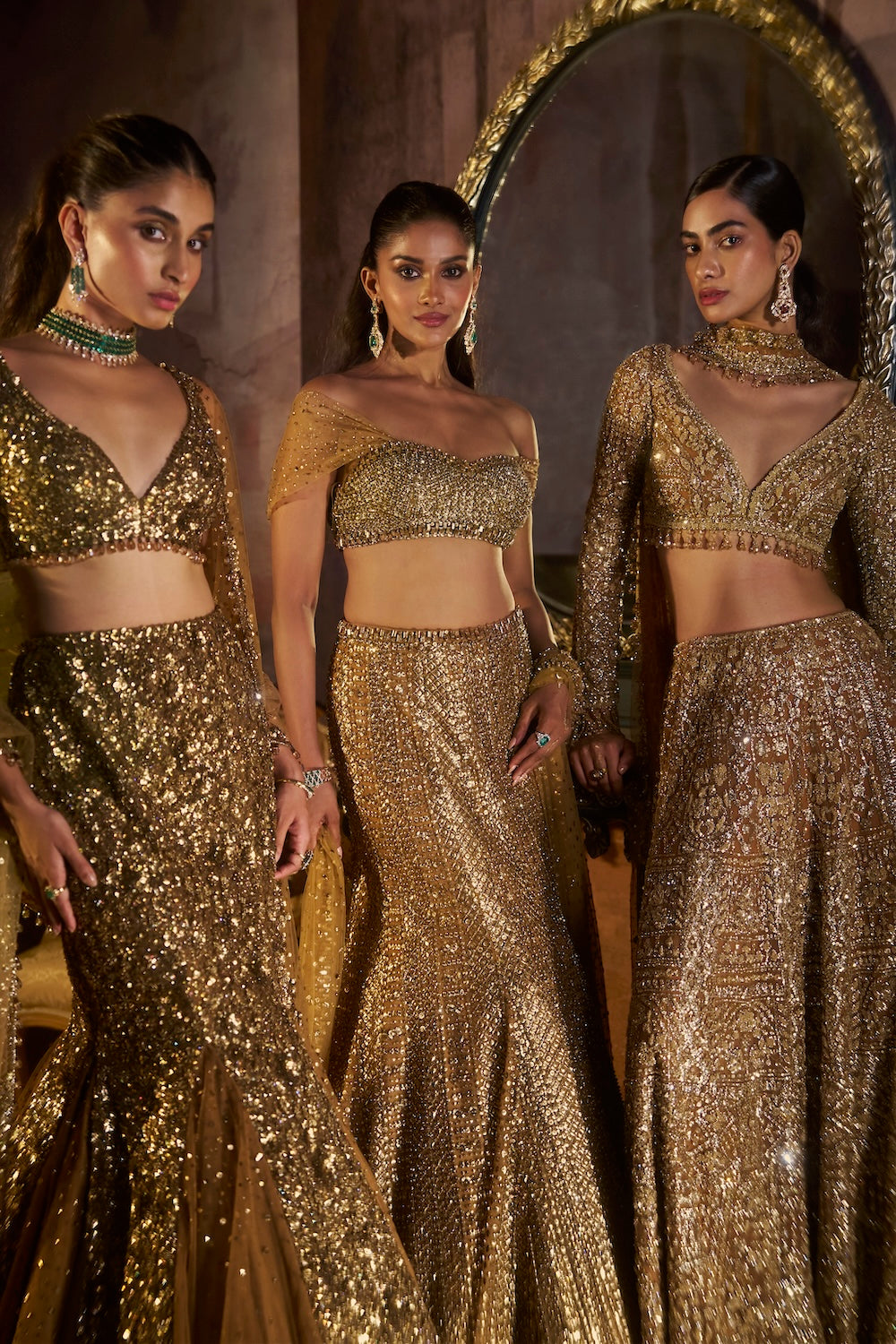 Antique Gold Fit & Flare Skirt Set - Ready to Ship