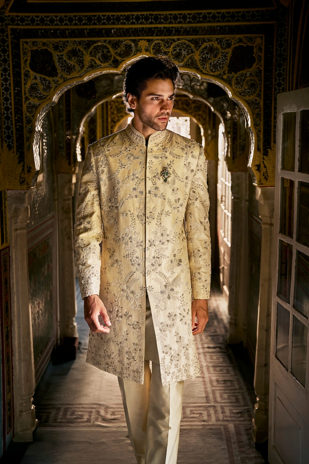 Ivory Gold Sherwani Set