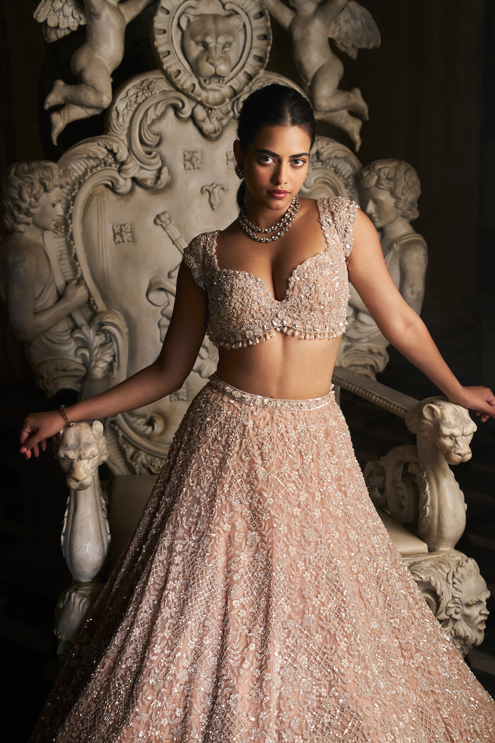 Champagne Sequin Lehenga Set