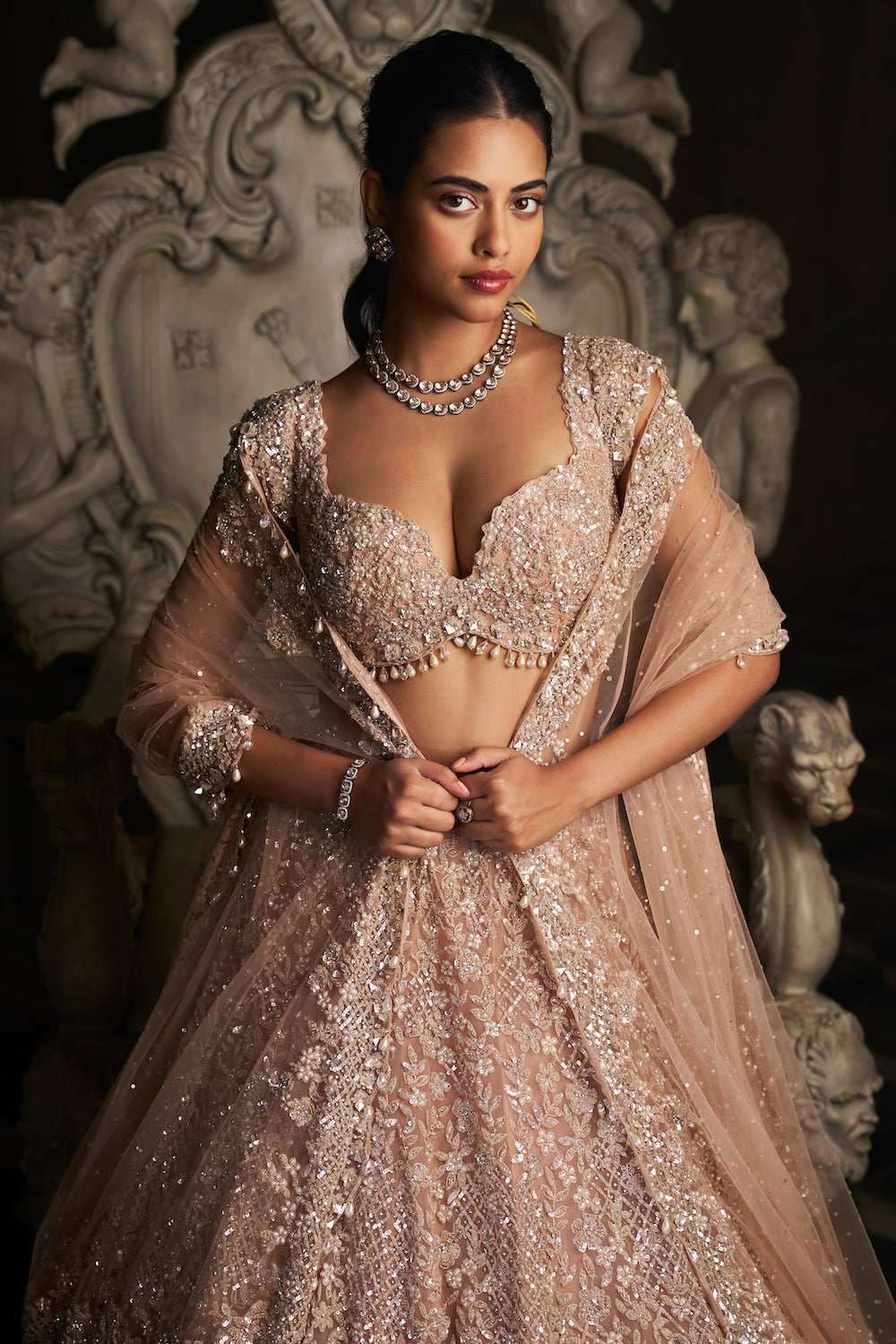 Champagne Sequin Lehenga Set