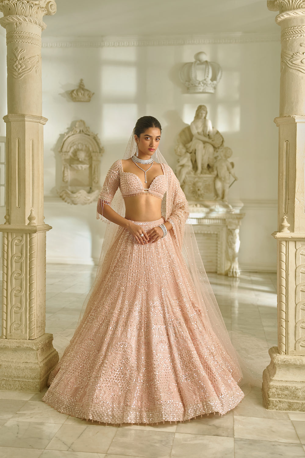 Powder Pink Sequin Lehenga Set