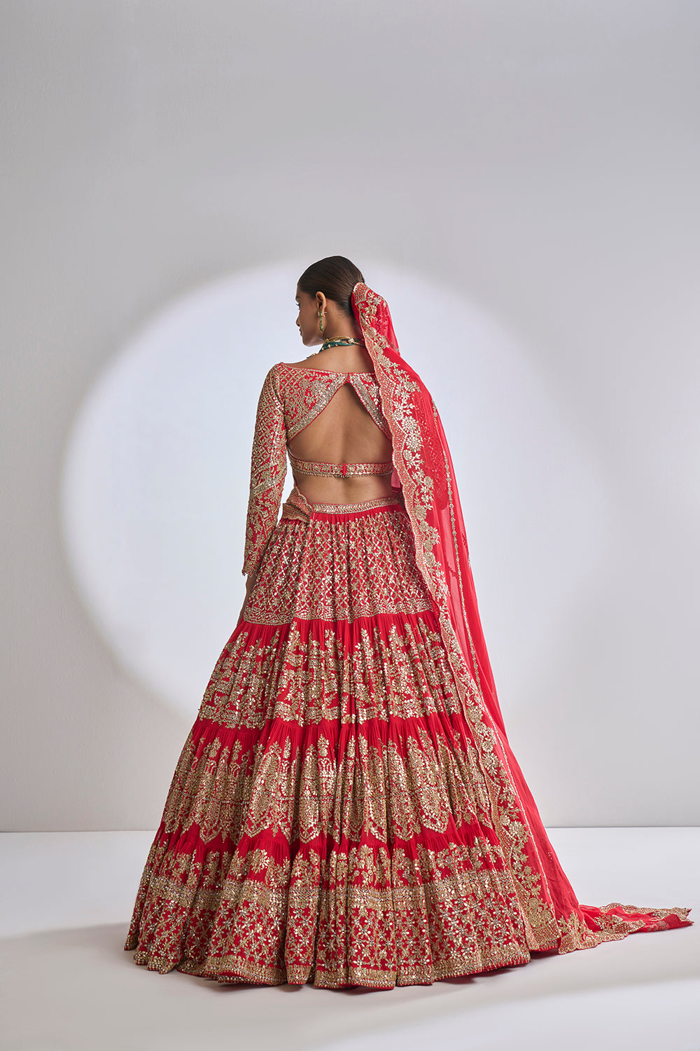 Red Multi-Tiered Lehenga Set - Ready to Ship