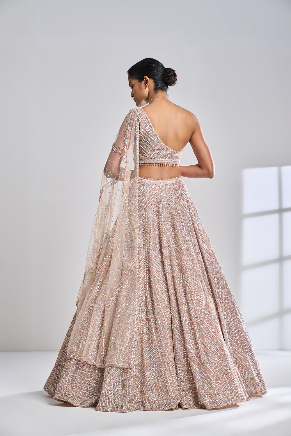 Rose Gold Pearl Lehenga Set