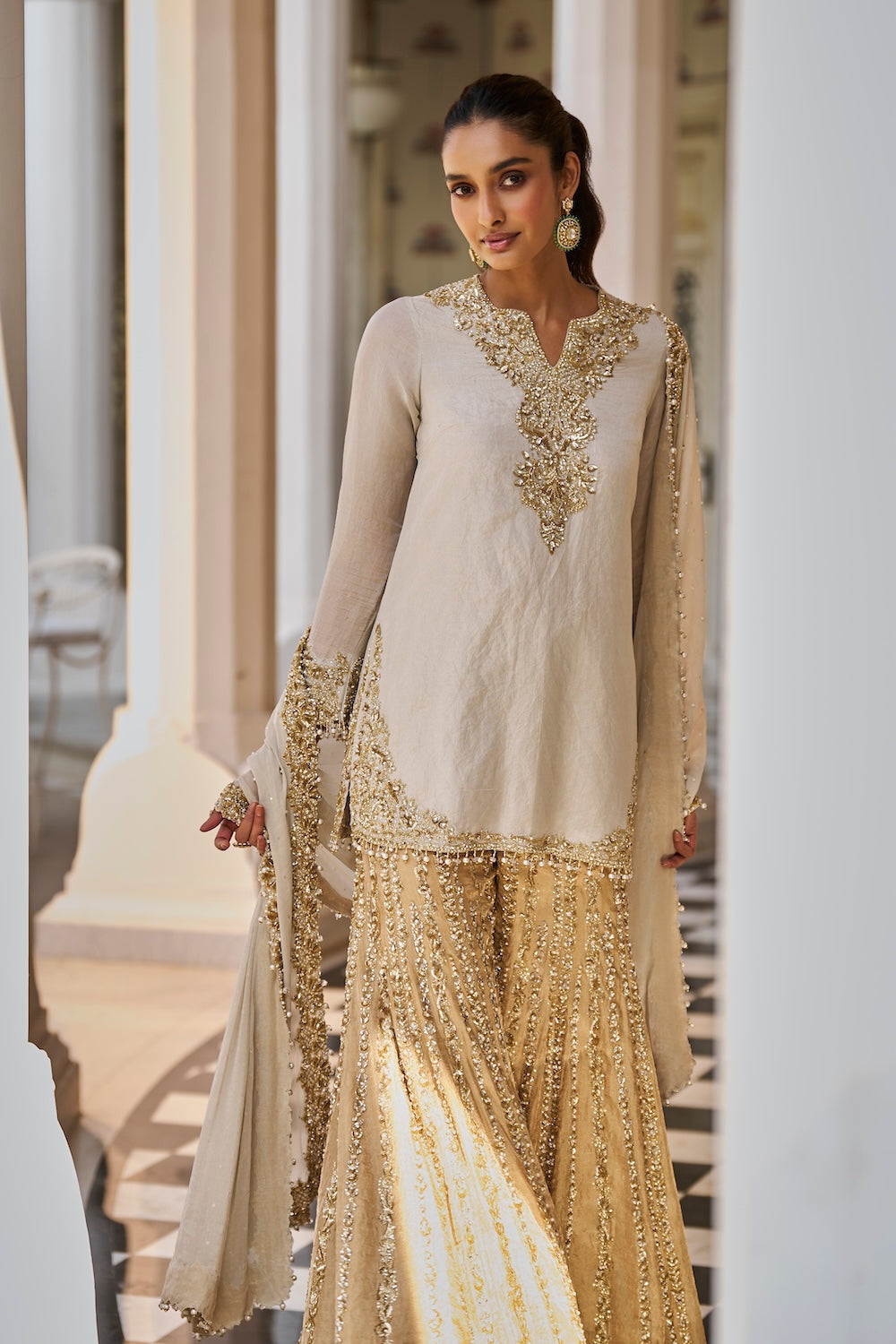 Silver Gold Sharara Set