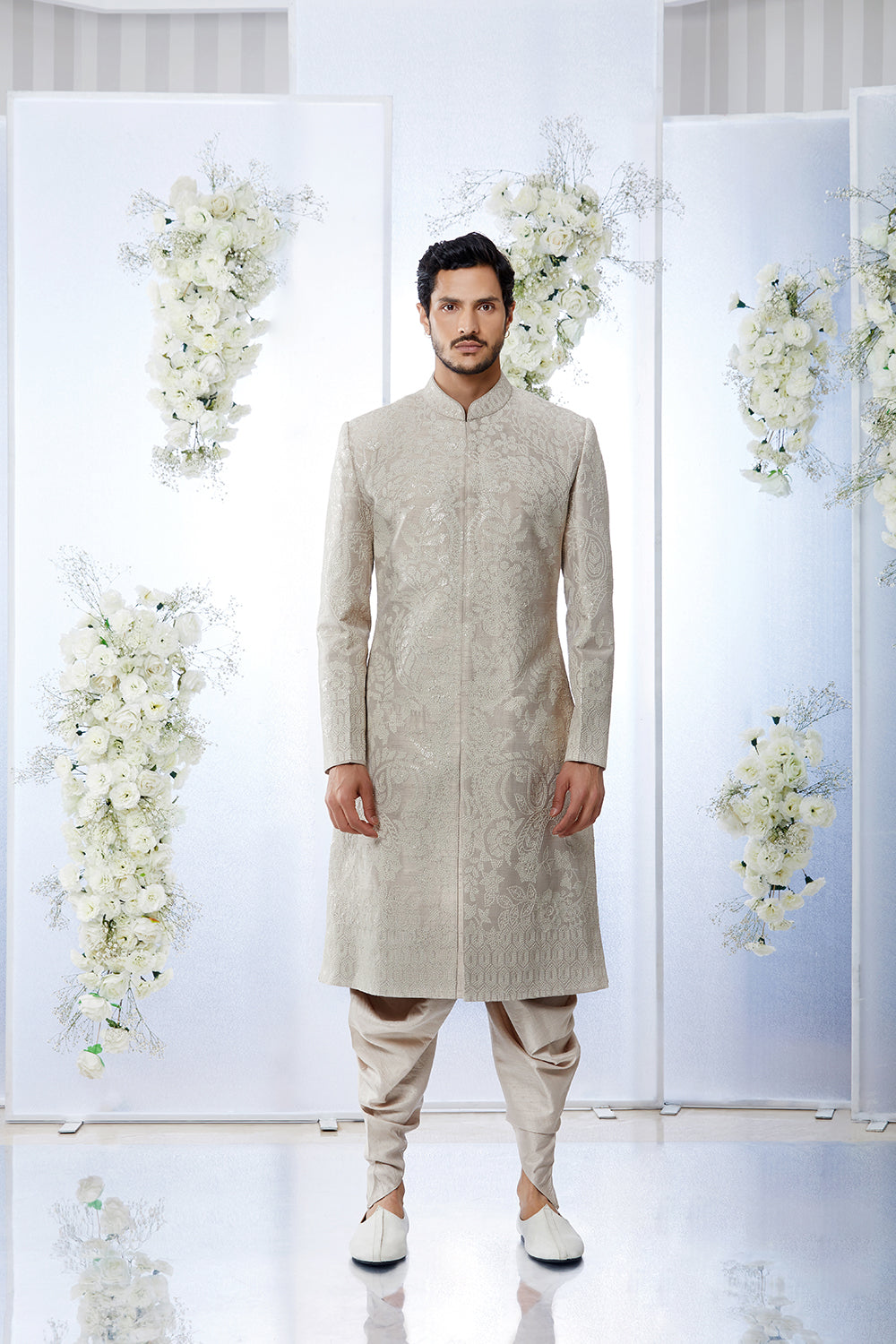 Ivory Sequin Sherwani Set