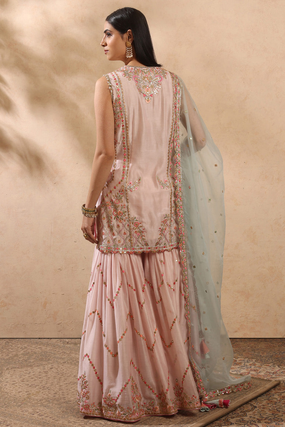 Pink & Blue Sharara Set