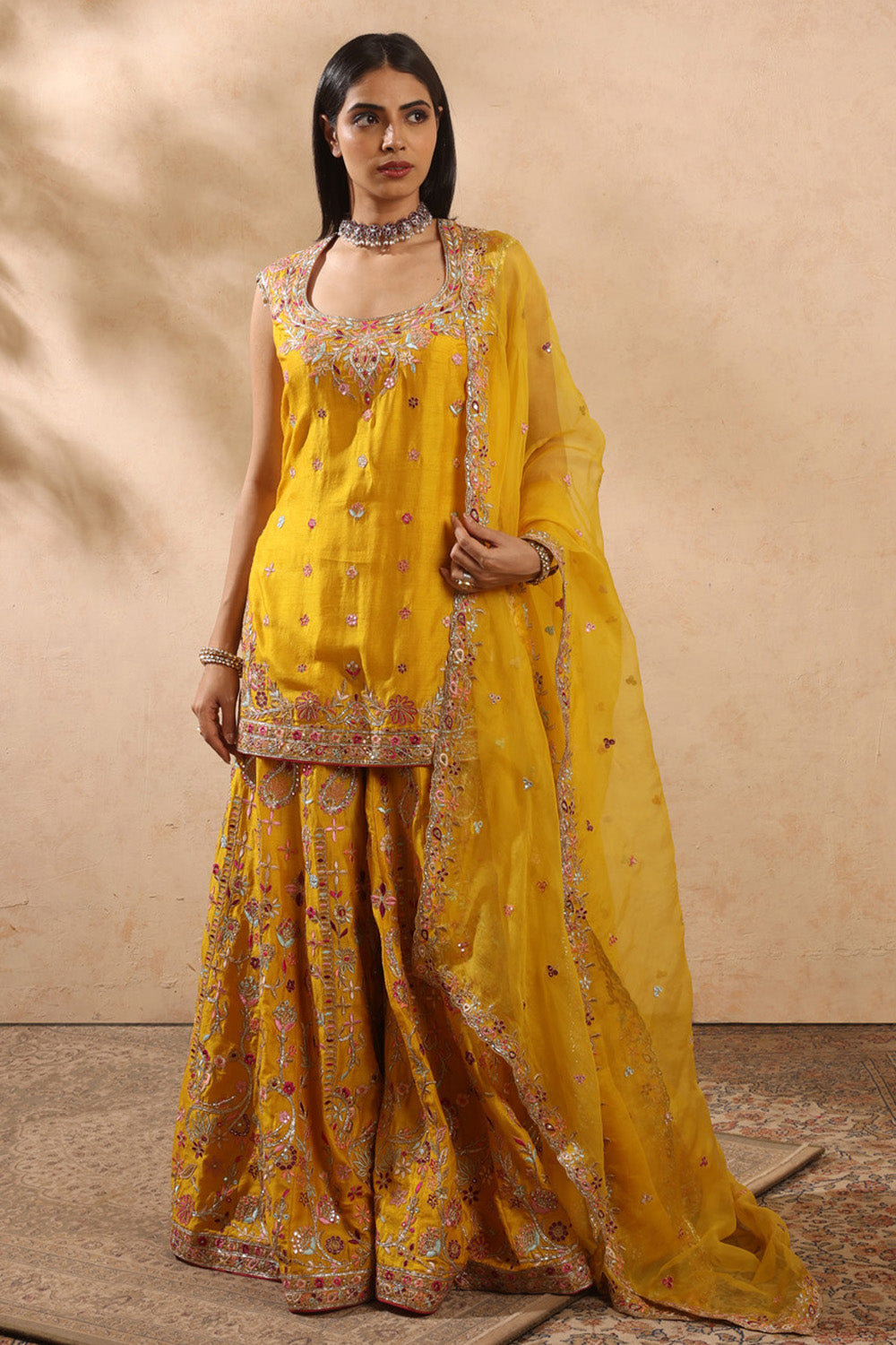 Mustard Sharara Set