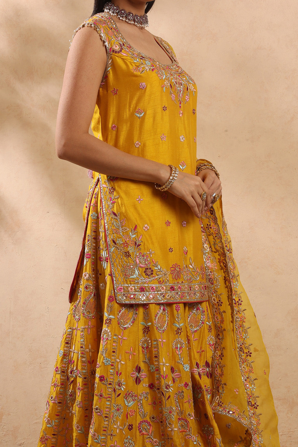 Mustard Sharara Set