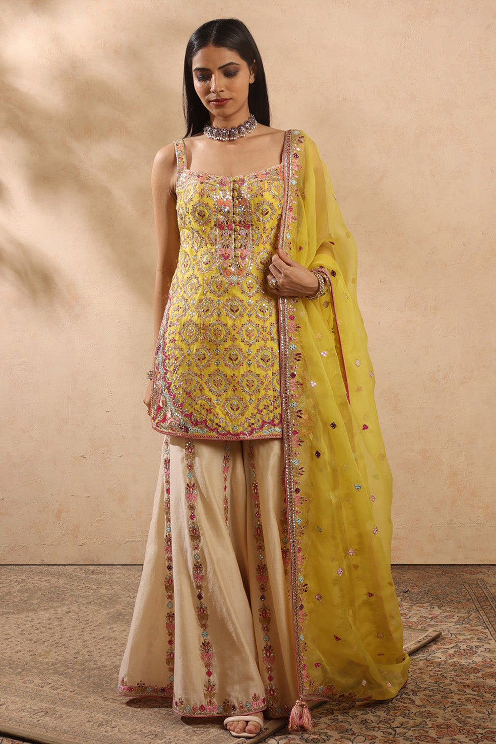 Yellow & Cream Gharara Set