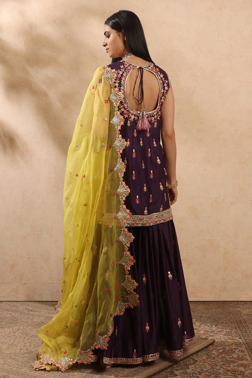 Purple & Yellow Gharara Set