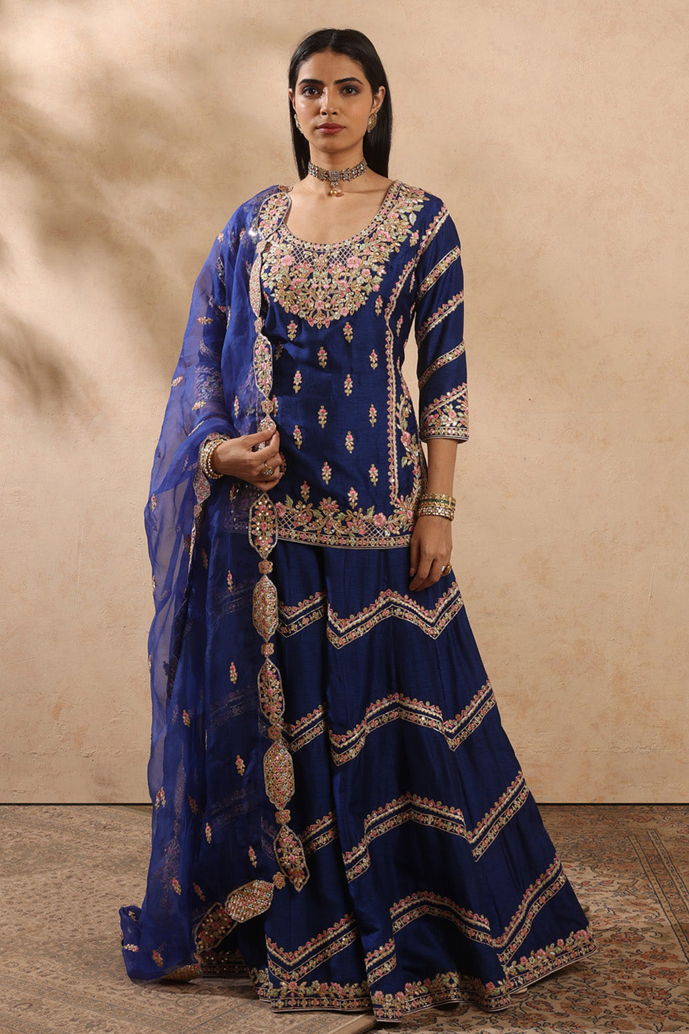 Royal Blue Sharara Set