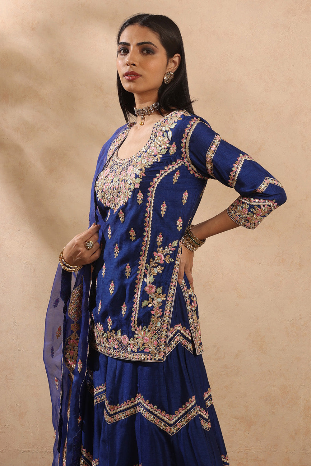 Royal Blue Sharara Set