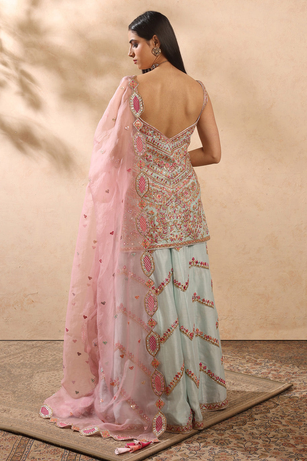 Blue & Pink Sharara Set