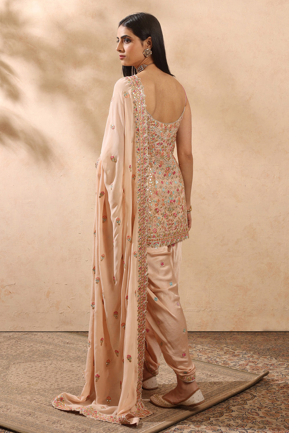 Peach Dhoti Kurta Set