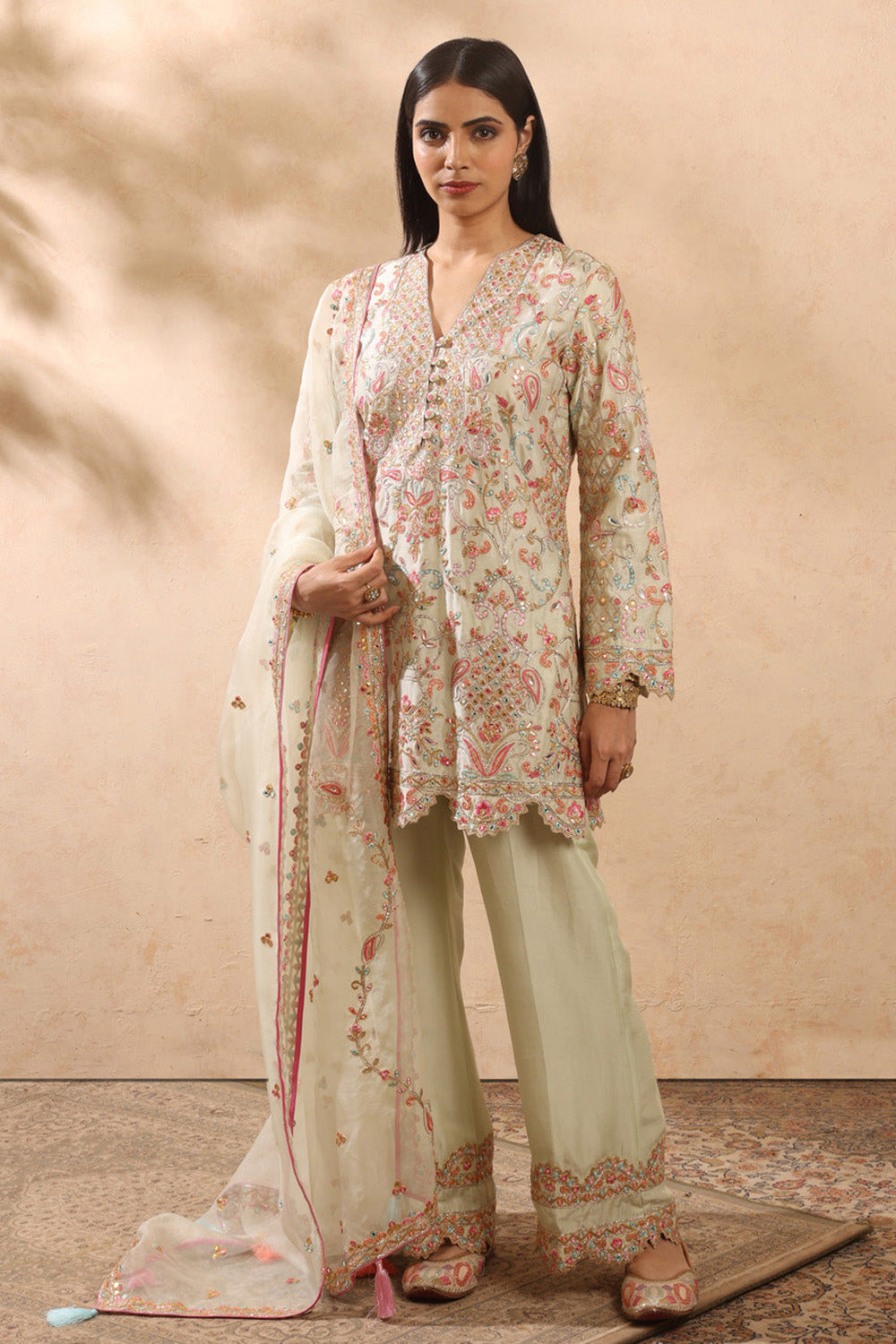 Mint Green Kurta Set With Pants