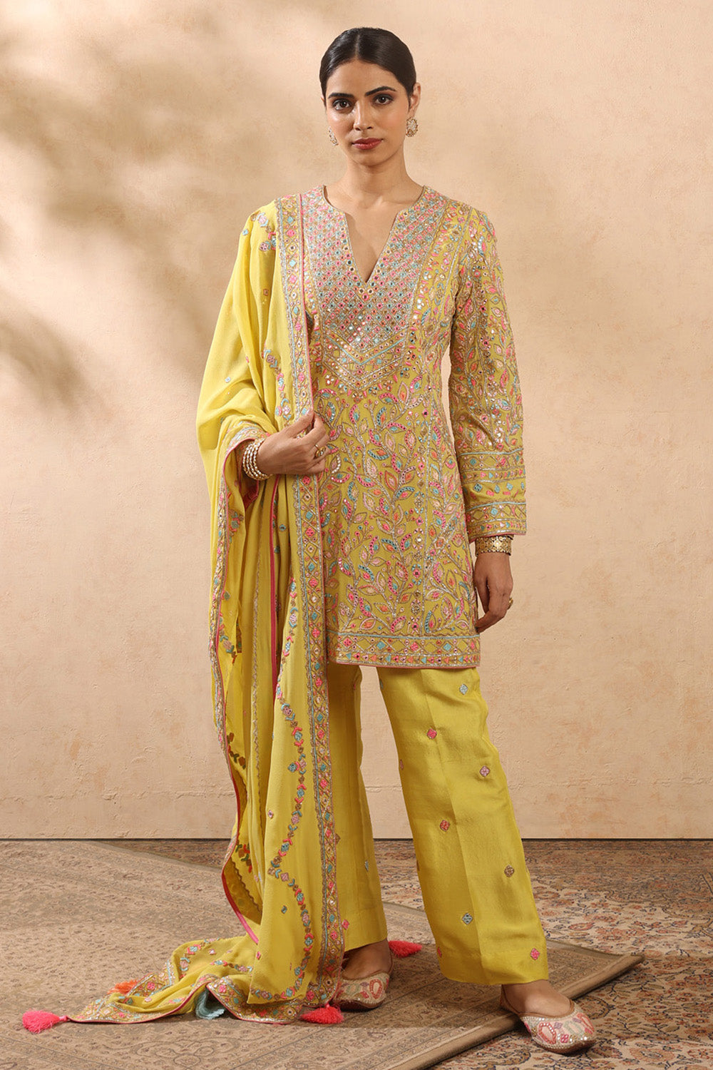 Yellow Kurta Set With Pants