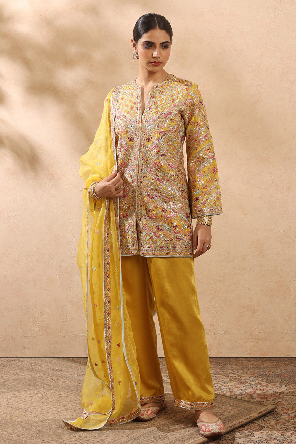 Mustard Kurta Set With Pants