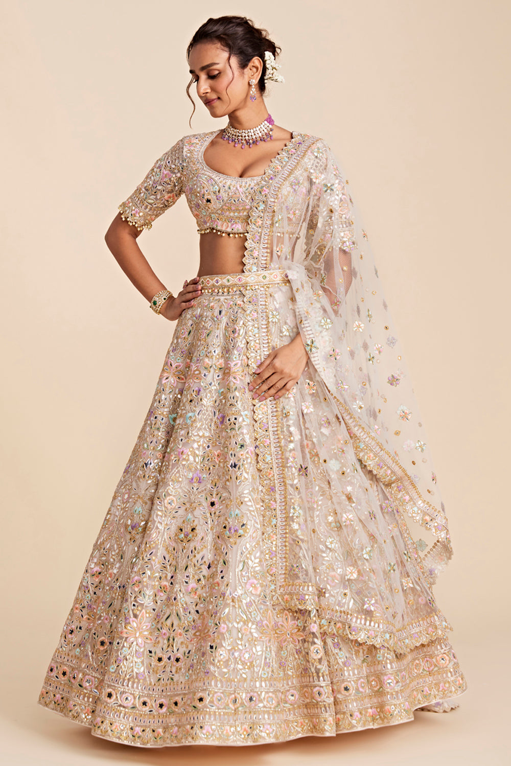 Light Pink Tulle Lehenga Set