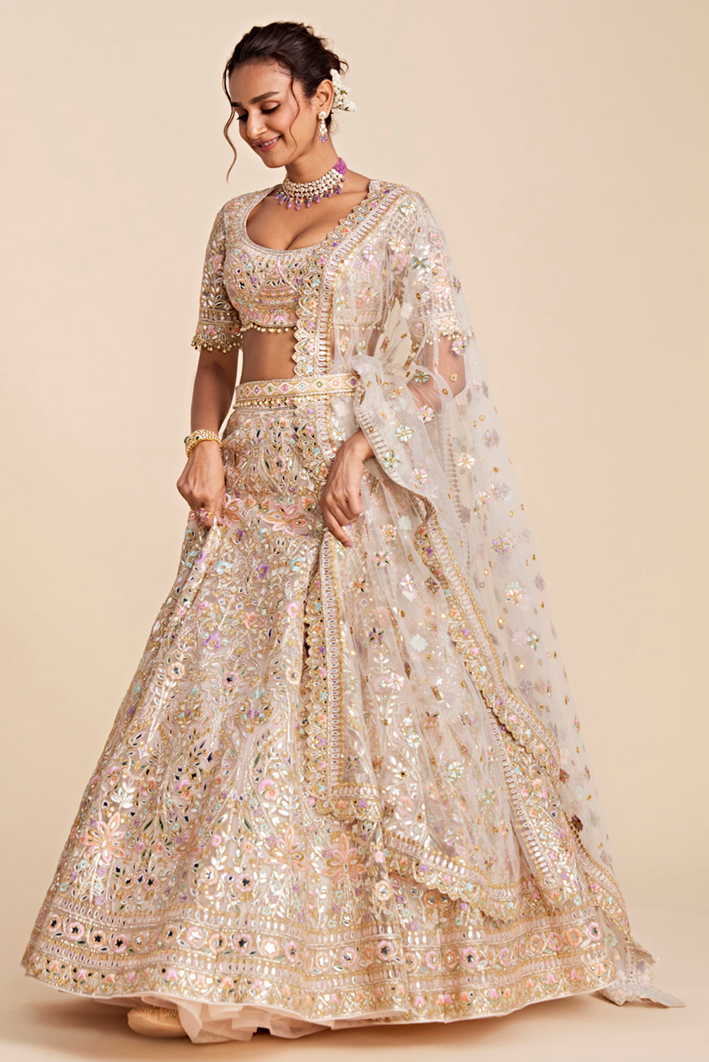 Light Pink Tulle Lehenga Set