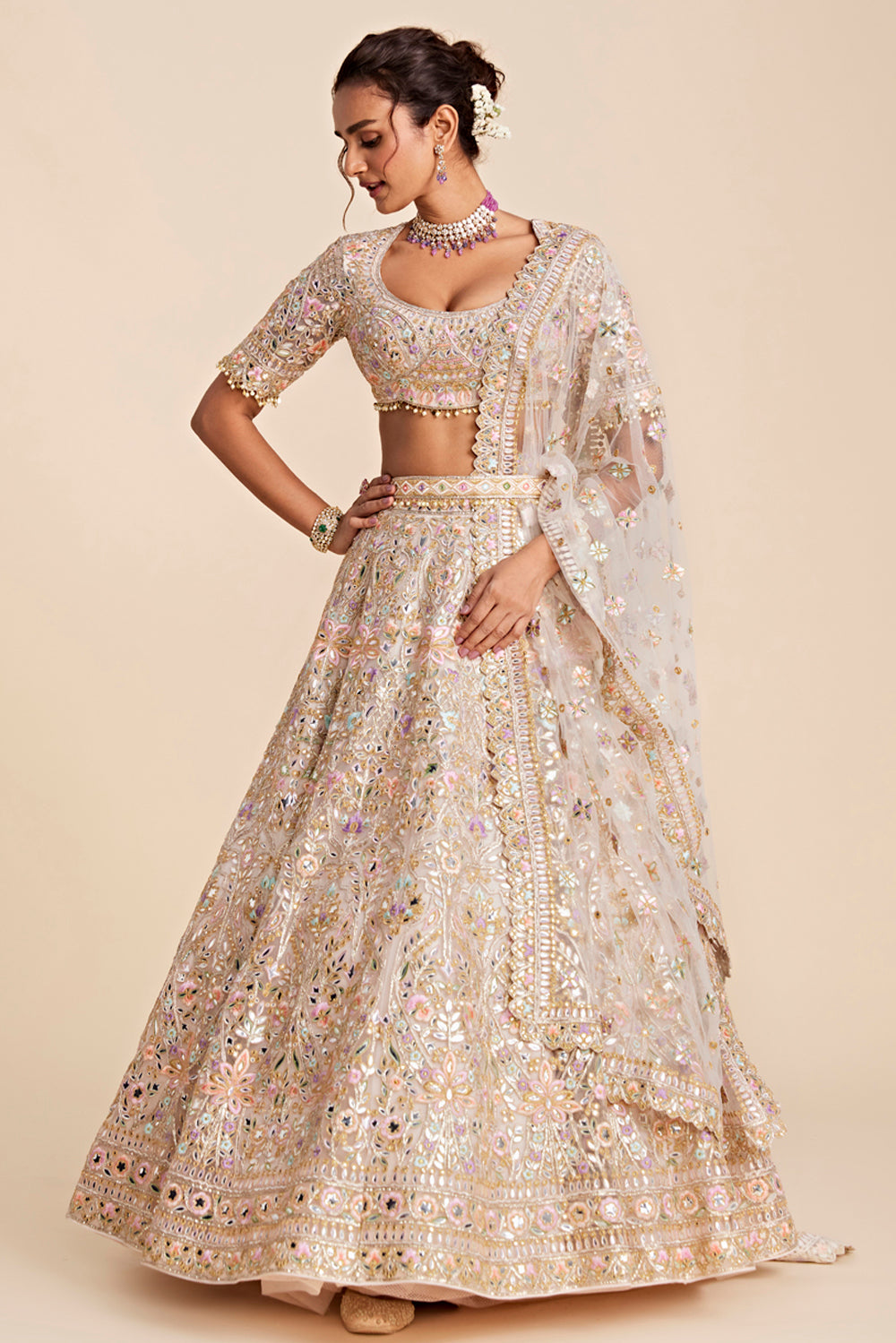 Light Pink Tulle Lehenga Set