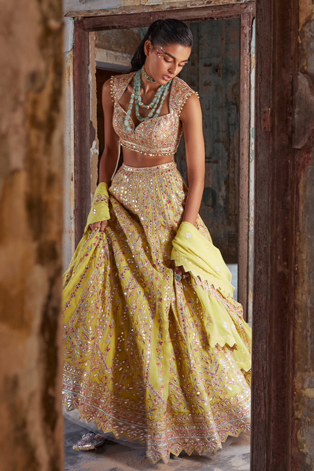 Bright Yellow Georgette Lehenga Set