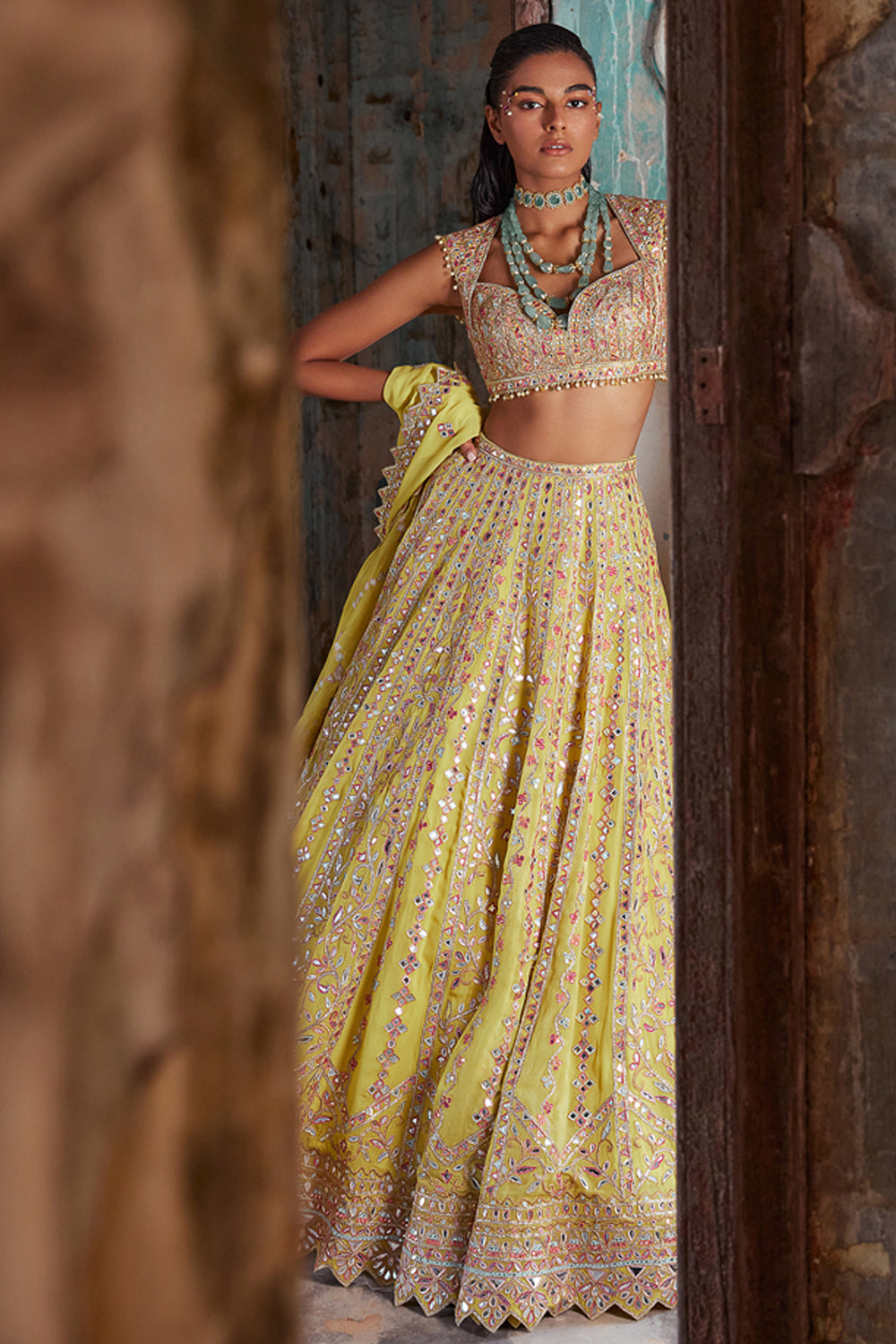 Bright Yellow Georgette Lehenga Set