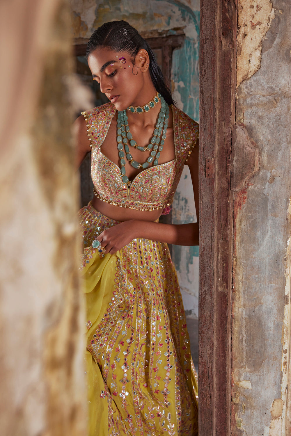 Bright Yellow Georgette Lehenga Set