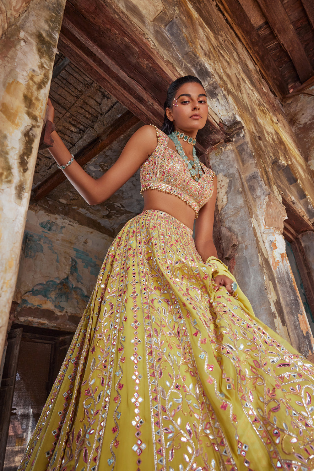 Bright Yellow Georgette Lehenga Set