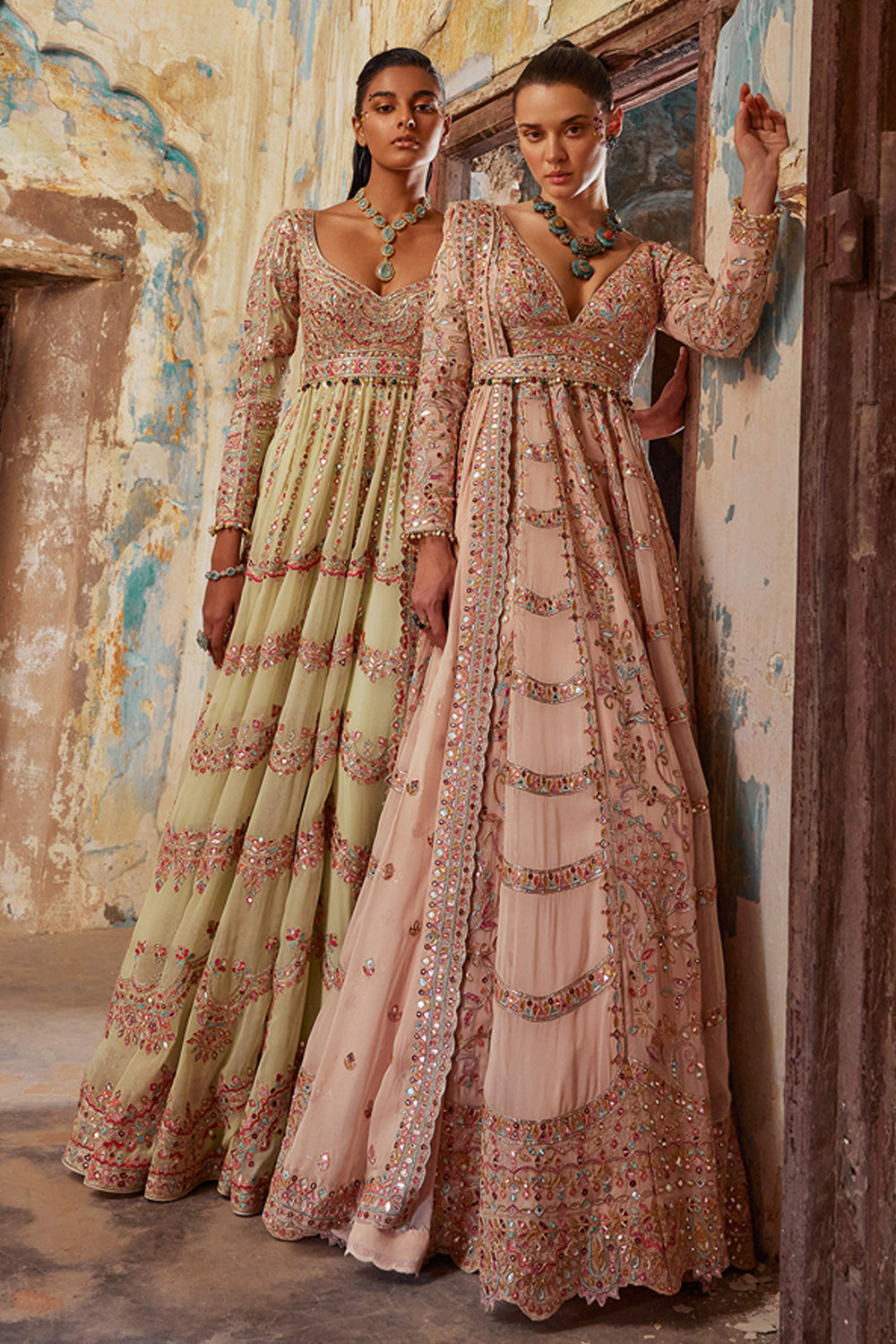 Peach Georgette Floor Length Anarkali Set