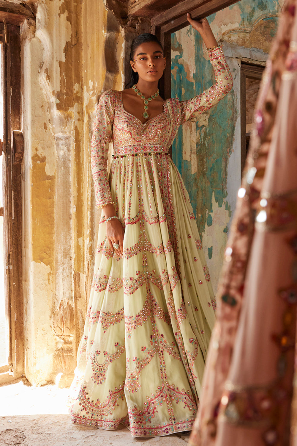 Green Georgette Floor Length Anarkali Set